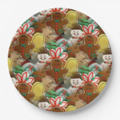 Kerst Cookie Pattern Papier Borden Papieren Bordje (Voorkant)