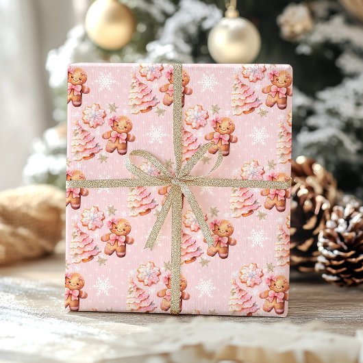 Kerst Cookie peperkoek manpink meisje verjaardag Inpakpapier Vel