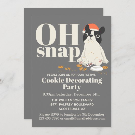 Kerst Cookie Puppy Party Kaart (Voorkant / Achterkant)