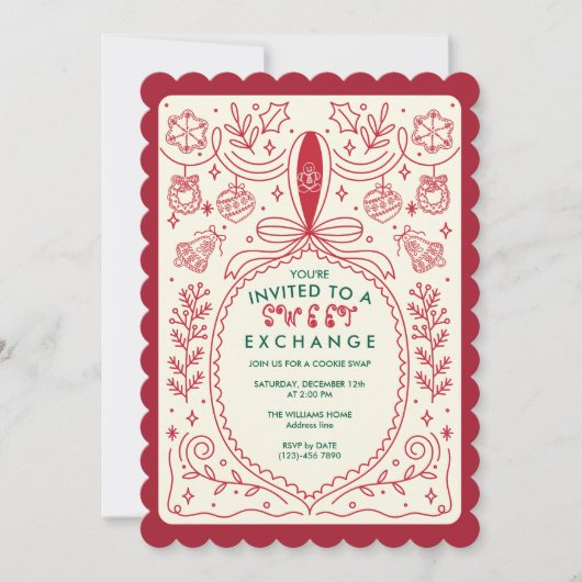 Kerst Cookie Swap Bow Cookies Decorating Party Kaart (Voorkant)