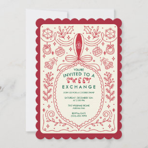 Kerst Cookie Swap Bow Cookies Decorating Party Kaart