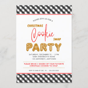 Kerst Cookie Swap Party Kerst Plaid Kaart