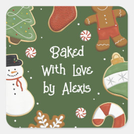 Kerst Cookie Swap Ruil Vakantie Feest Vierkante Sticker