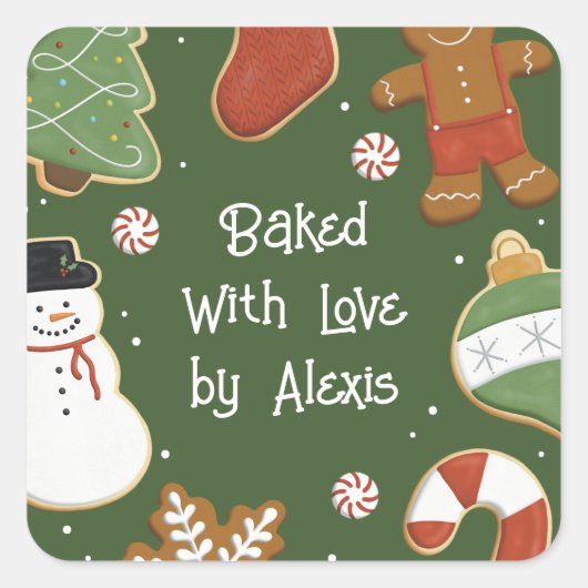 Kerst Cookie Swap Ruil Vakantie Feest Vierkante Sticker (Voorkant)
