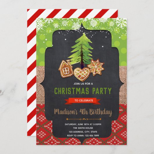 Kerst Cookie uitwisseling cacao party uitnodiging (Voorkant / Achterkant)