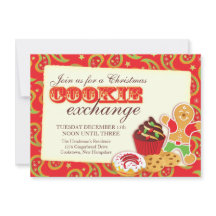 Kerst Cookie uitwisseling & etiquette rood uitnodi