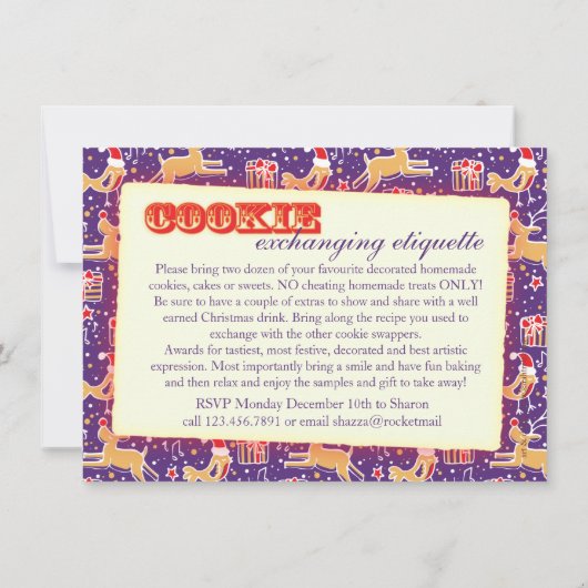Kerst Cookie uitwisseling & etiquette uitnodigen Kaart (Achterkant)