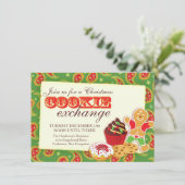 Kerst Cookie uitwisseling & etiquette uitnodiging (Staand voorkant)