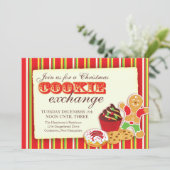 Kerst Cookie uitwisseling & etiquette uitnodiging (Staand voorkant)