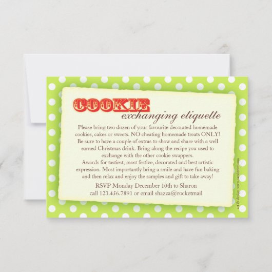 Kerst Cookie uitwisseling & etiquette uitnodiging (Achterkant)