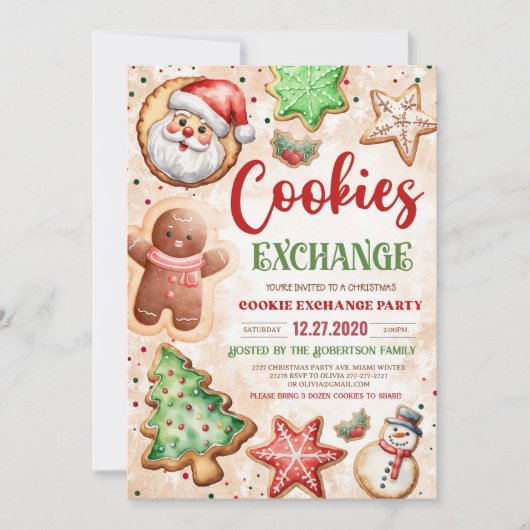 Kerst cookie uitwisseling uitnodiging Vakantie (Voorkant)