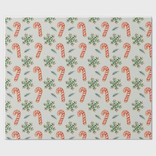 Kerst Cookie Waterverven Cadeaupapier (Vlak)