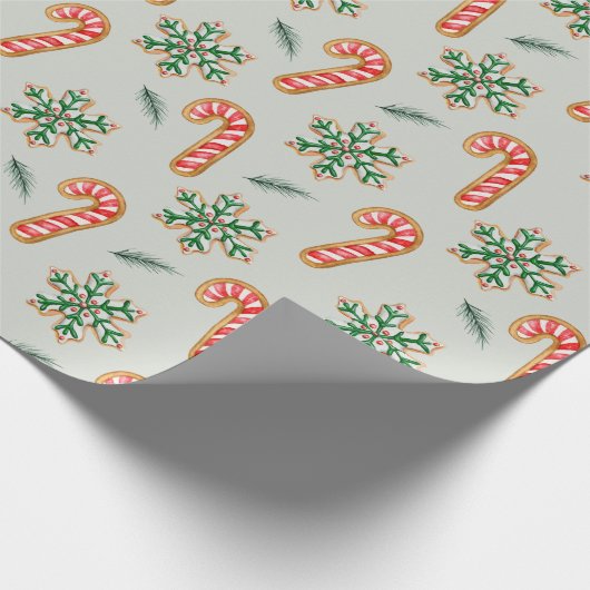 Kerst Cookie Waterverven Cadeaupapier (Hoek)