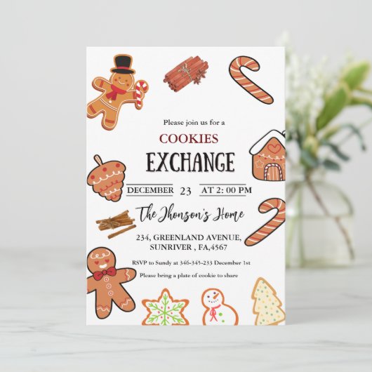 Kerst Cookies Exchange Party Uitnodiging (Staand voorkant)