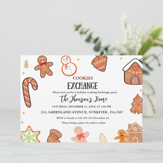 Kerst Cookies Exchange Party Uitnodiging (Staand voorkant)