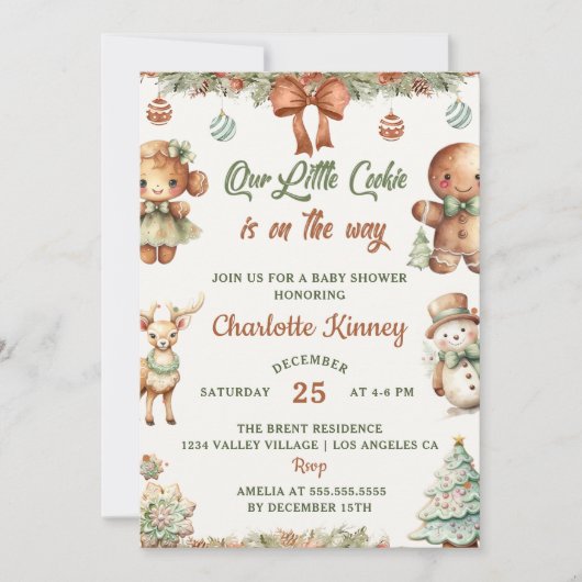 Kerst Cookies Party Baby shower Kaart (Voorkant)