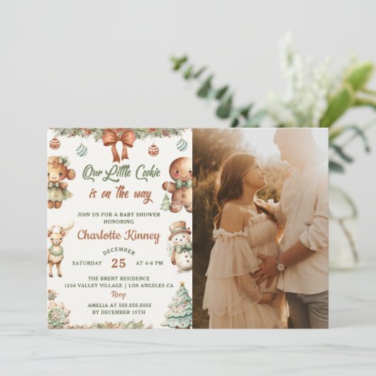 Kerst Cookies Party Baby shower Party Foto Kaart (Staand voorkant)