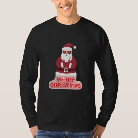 Kerst Cool Hipster Kerstman T-Shirt (Voorkant)