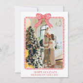 Kerst Coquette Bow Foto Grandmillennial Feestdagenkaart (Voorkant)