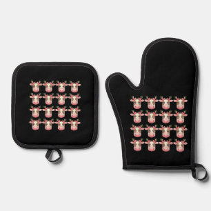 Kerst Coquette Highland Koe Western Kerstmis Ovenwant & Pannenlap Set