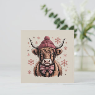 Kerst Coquette Highland Koe Westerse Boer Feestdagenkaart