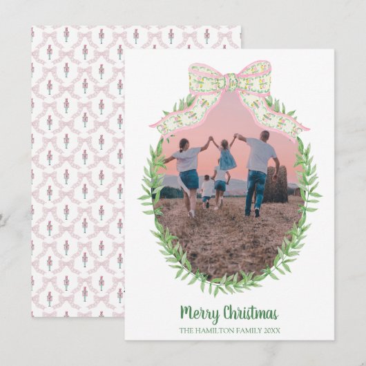 Kerst Coquette Notenkraker Foto Grandmillennial Feestdagenkaart (Voorkant / Achterkant)