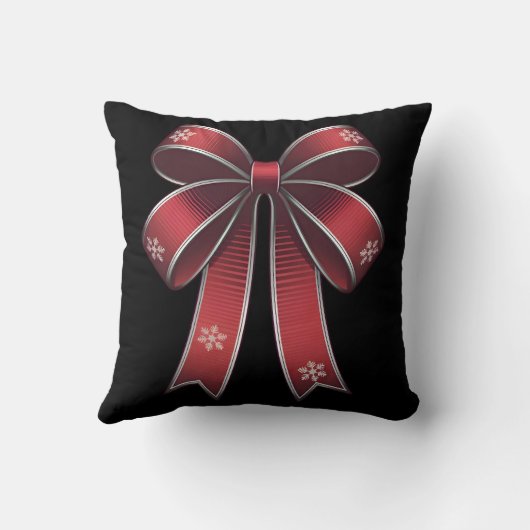 Kerst Coquette Red Bow & Sneeuwvlokken Kussen (Achterkant)