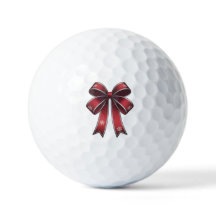 Kerst Coquette Red Bow & Snowflakes Golfballen