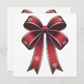 Kerst Coquette Rode strik met sneeuwvlokken Kaart (Voorkant / Achterkant)