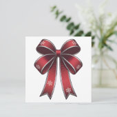 Kerst Coquette Rode strik met sneeuwvlokken Kaart (Staand voorkant)