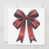 Kerst Coquette Rode strik met sneeuwvlokken Kaart (Achterkant)