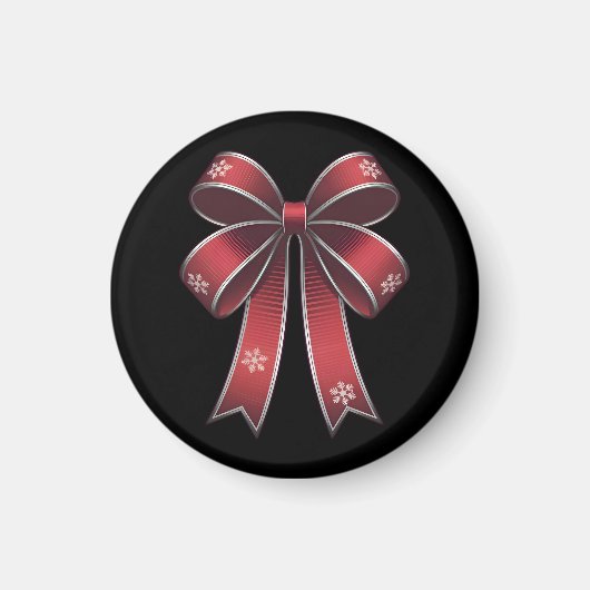 Kerst Coquette Rode strik met sneeuwvlokken Magneet (Voorkant)