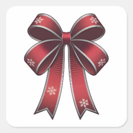 Kerst Coquette Rode strik met sneeuwvlokken Vierkante Sticker