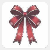 Kerst Coquette Rode strik met sneeuwvlokken Vierkante Sticker (Voorkant)
