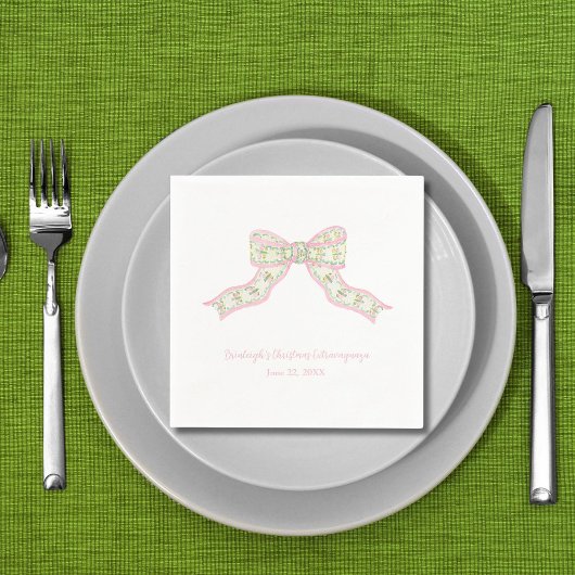 Kerst Coquette Roze Groene Bow Servetten