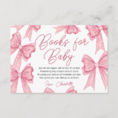 Kerst Coquette Roze strik Boeken Baby shower Informatiekaartje (Voorkant)