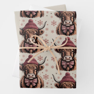 Kerst Coquette Schotse Hooglander Cowboy Boer Inpakpapier Vel