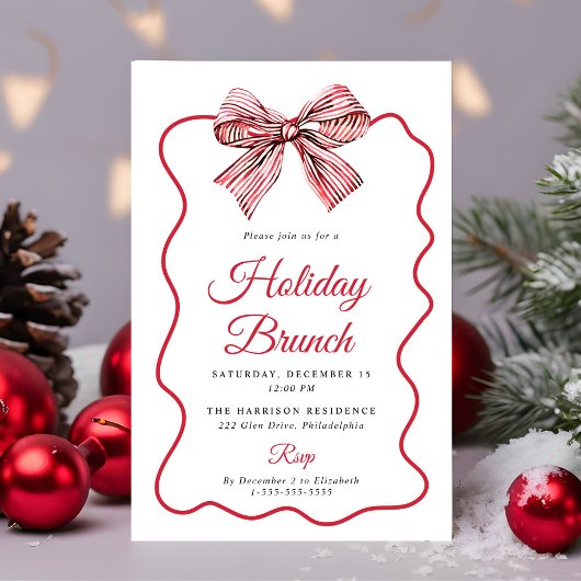 Kerst Coquette Strik Kerstborrel Uitnodiging