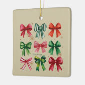 Kerst Coquettes Rood Groene Bow Xmas Seizoen Meisj Keramisch Ornament (Links)