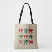 Kerst Coquettes Rood Groene Bow Xmas Seizoen Meisj Tote Bag (Voorkant)