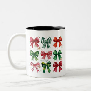 Kerst Coquettes Rood Groene Strik Kerstseizoen Mei Tweekleurige Koffiemok