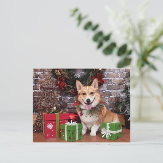 Kerst - Corgi - Cal Feestdagenkaart (Staand voorkant)