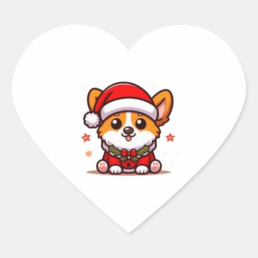 Kerst Corgi Classic T-Shirt Hart Sticker (Voorkant)