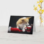 Kerst Corgi die Geslagen Room Eet Kaart (Gele Bloem)