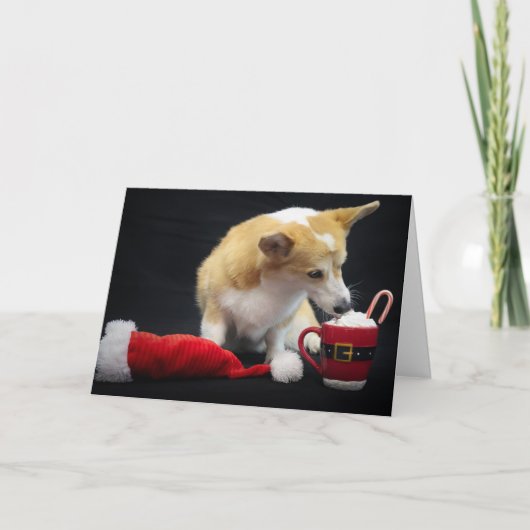 Kerst Corgi die Geslagen Room Eet Kaart (Voorkant)