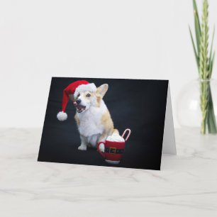 Kerst Corgi die zijn lippen likt Kaart