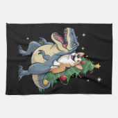 Kerst Corgi Dinosaur Boom Rex Vakantie Kerstmis  Theedoek (Horizontaal)