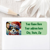 Kerst Corgi Dog Puppy Santa Hat Retouradres Etiket (Insitu)