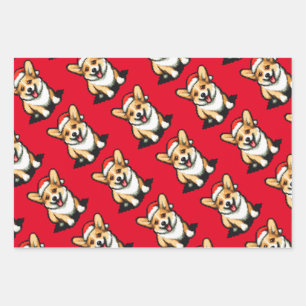 Kerst Corgi, Eend en Raccoon 3 Pixel kunsten Inpakpapier Vel