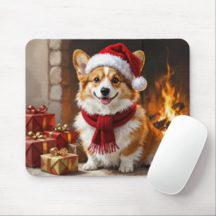 Kerst Corgi Hond bij de Haard Muismat